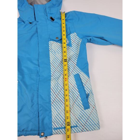 Volcom Womens Medium Thermonite Creston‎ Snowboard Ski Jacket Blue Vented Hooded - Picture 13 of 16